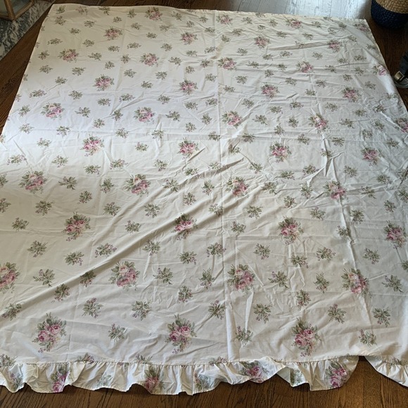 VTG 4 Piece Sheet Set Full Double Complete‎ Pink Roses Ruffles Cottage Core EUC - Picture 6 of 9